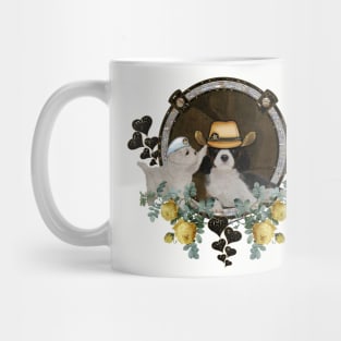 Cute little puppy friends with hat Mug